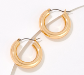 True Lovelies Blue Double Resin Link Goldtone Hoop Earrings